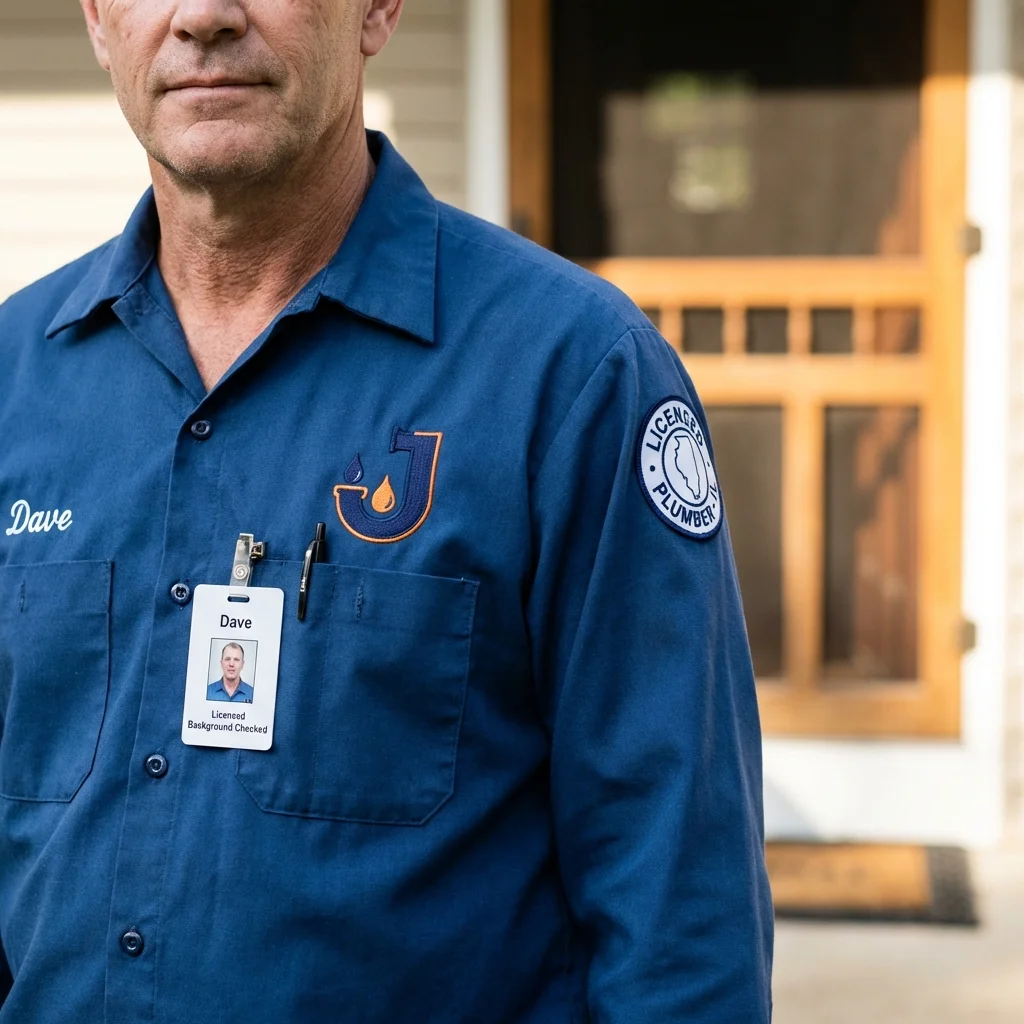 Licensed plumber showing ID badge in South River, NJ