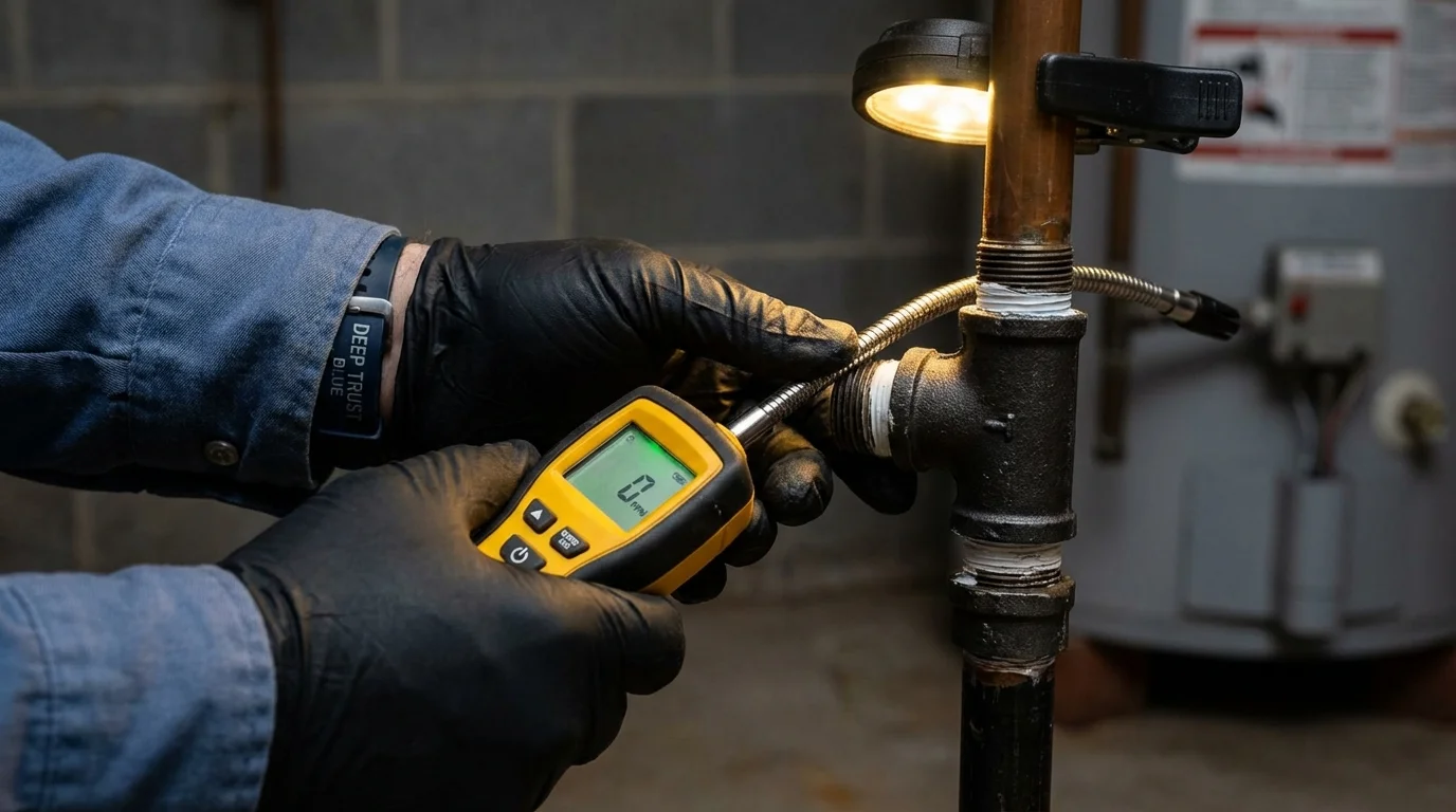 Gas leak detection with electronic sniffer by Johns Plumbing LLC in South River