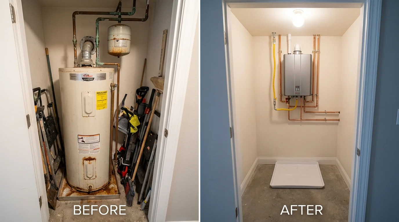 Tank water heater versus wall-mounted tankless unit comparison for South River, NJ homeowners