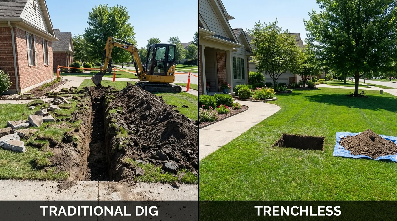 Trenchless sewer repair with minimal yard damage versus traditional excavation in South River, NJ